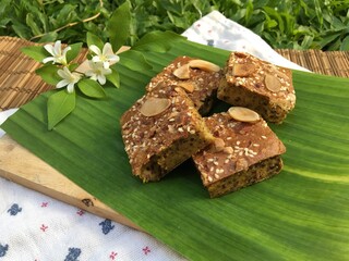 Pumpkin brondies cake mixed seed that no sugar, no butter and no flour