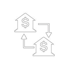 Bank money transfer icon vector illustration outline