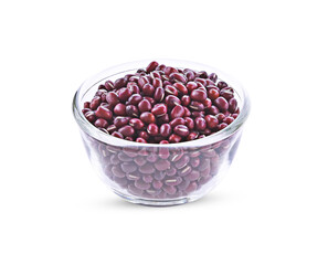 Red beans in bowl on white background