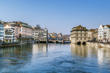 Limmat river in Zurich, Switzerland