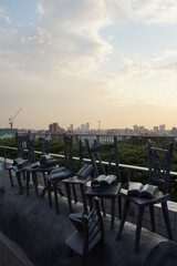 池上会館夕景　池上会館から覗く大田区の景色