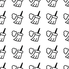 various icons, a pattern of a broom with dust