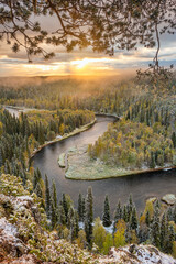 Autumn view in Oulanka National Park landscape