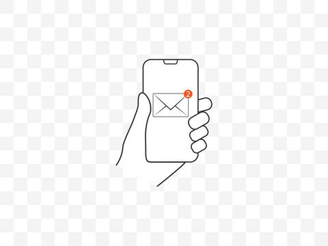 Mobile phone in hand, message. Vector illustration, flat design.