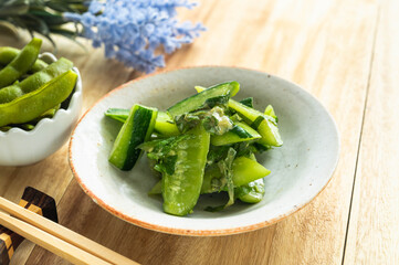 きゅうりの浅漬け　からし和え