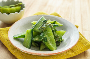 きゅうりの浅漬け　からし和え