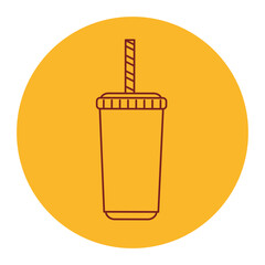 paper cup with straw, line style icon