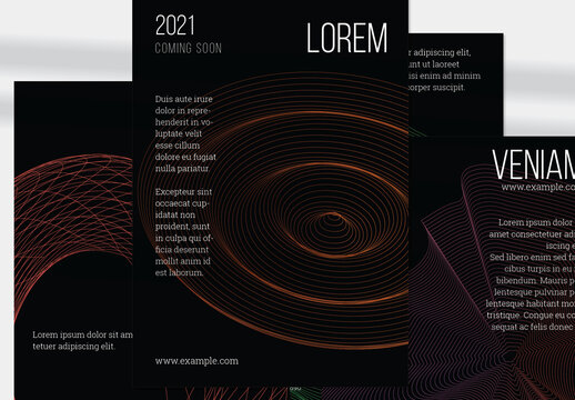 Flyer Layout with Net Shape Black Futuristic Red Purple Star