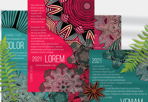 Flyer Layout with Mandala Colorful Lace Flower