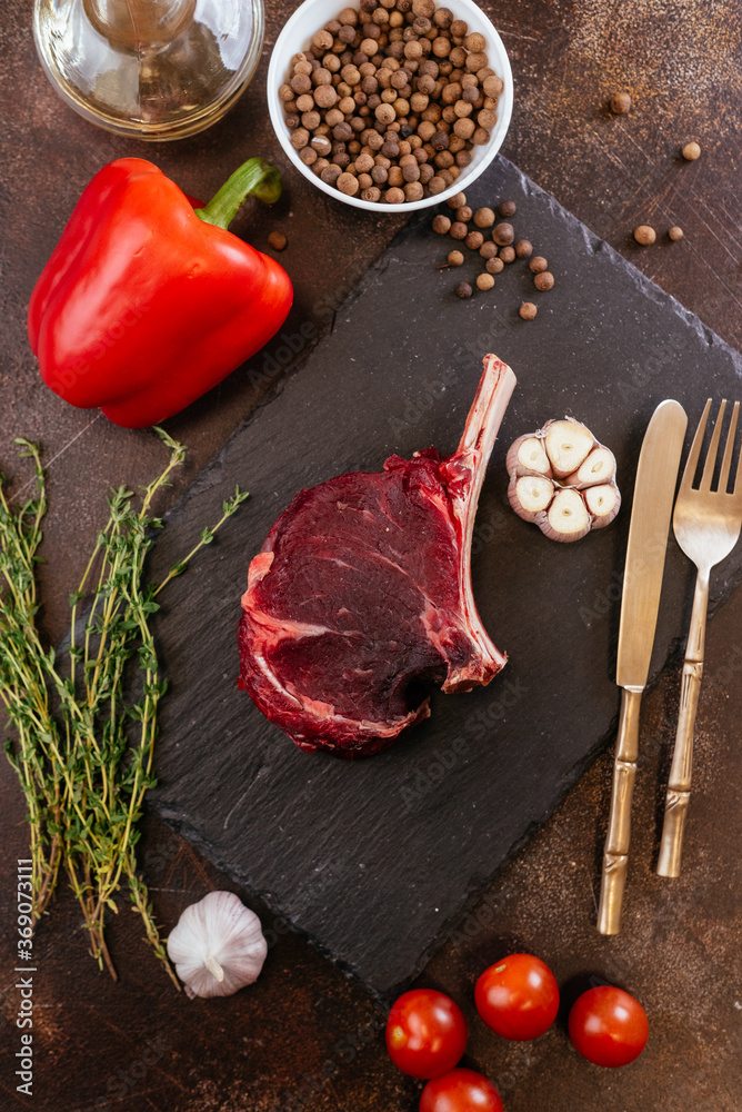 Canvas Prints raw steak cooking and ingredients.