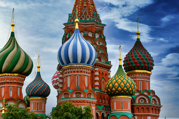 Fototapeta na wymiar Fragment of the famous of St. Basil's Cathedral on Red square, Moscow, Russia