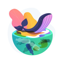 Water pollution abstract concept vector illustration. Water contamination, prevention of ocean pollution, environmental impact, river system degradation, illegal waste dumping abstract metaphor.