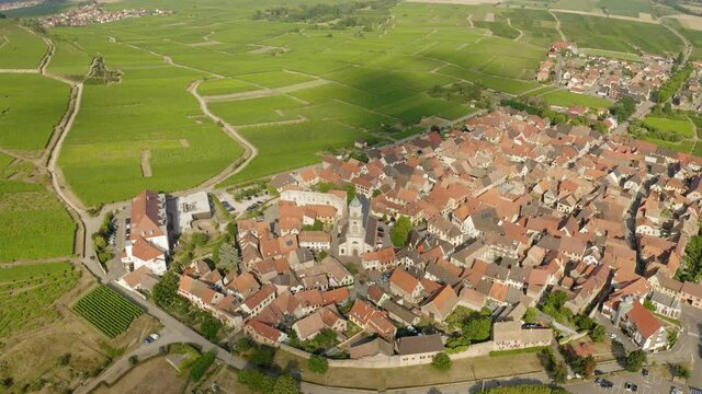 Aerial view of Saint Hippolyte in Alsace France