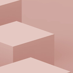 3d dusty pink cube and box podium minimal scene studio background. Abstract 3d geometric shape object illustration render. Natural color tones.