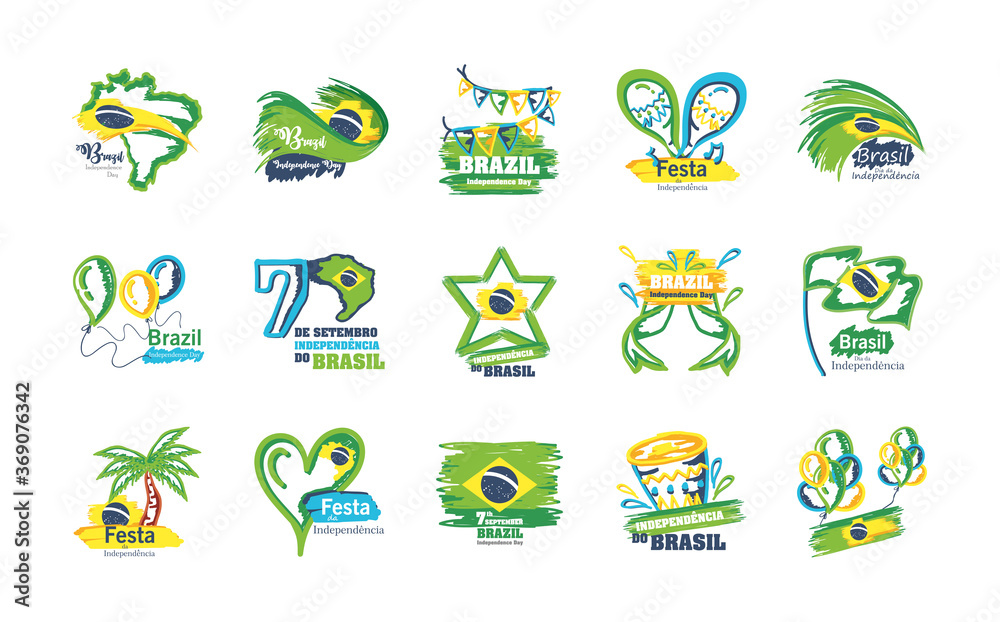 Canvas Prints bundle of brazil independence day icons