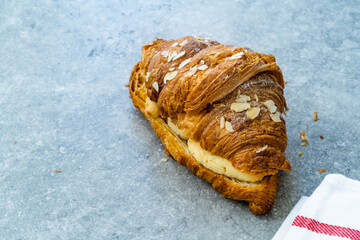 Fresh Baked Croissant with Almond Cream. Ready to Serve.