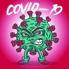 Character Mascot Covid 19 detail illustration
