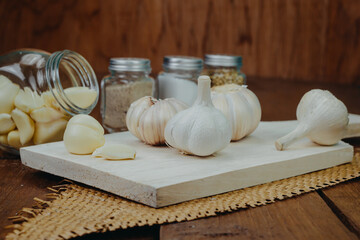 garlic on a wooden table