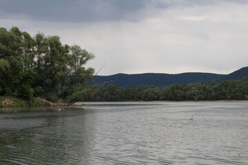 Obraz na płótnie Canvas Confluence of Hron river with Danube river near Sturovo, south Slovakia