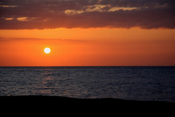 High contrast red marine sunset.