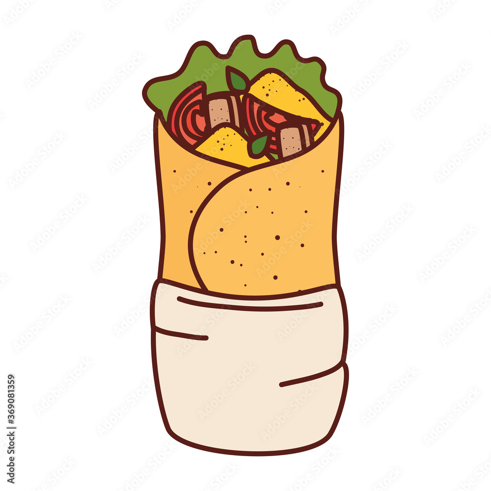 Canvas Prints burrito mexican food, on white background