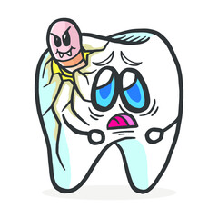 Broken teeth and worm
