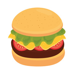 hamburger fast food icon, on white background