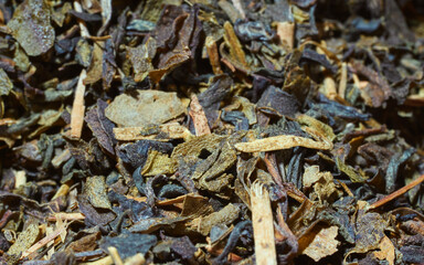 Macro shot of tea leaves. 