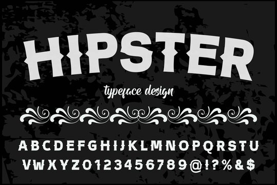alphabet vintage font, typeface design, black and gray style background