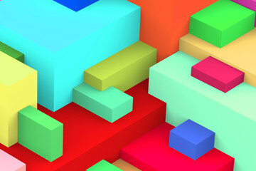 Fototapeta na wymiar Abstract geometric cubic colorful background. isometric 3d render.