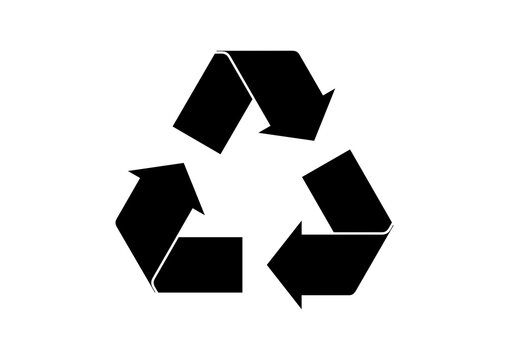 Black arrows recycling eco symbol icon vector. Recycle symbol silhouette icon isolated on a white background. Environment icon vector