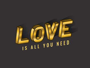 Fototapeta na wymiar love is all you need lettering design, typography retro and comic theme Vector illustration