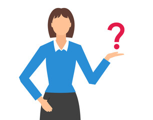 Woman holding question mark. Vector banner