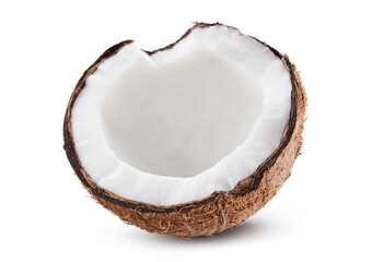 Half of coconut isolated on white background             