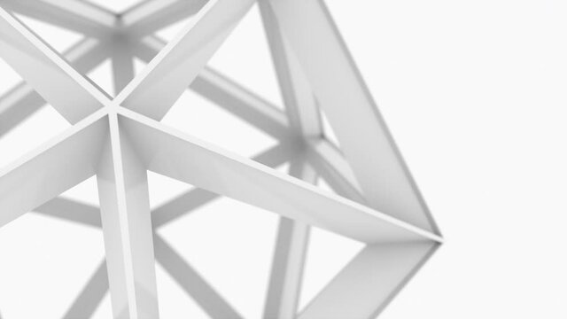 Proportional polyhedron from lattice structure, 3d rendering geometric shape. Computer generated the atom. Technologal background