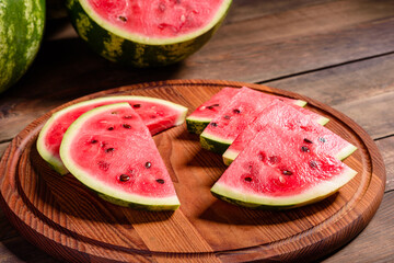 Fresh delicious watermelon sliced with mint and watermelon juice
