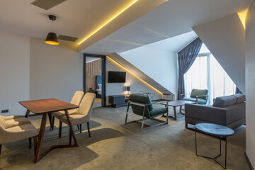 Interior of a loft hotel apartment