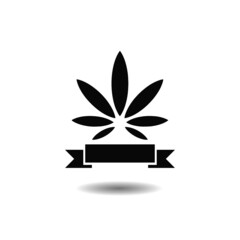 Cannabis leaf illustration icon with shadow