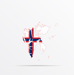 Vector map Svalbard, Spitsbergen, Spitzbergen combined with Svalbard flag.