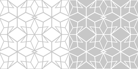 Arabic seamless patterns compilation. Gray and white backgrounds