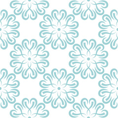 Floral seamless pattern. Light blue flowers on white background