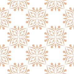 Fototapeta na wymiar Floral seamless pattern. Beige flowers on white background