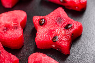 Fresh delicious watermelon sliced with mint and watermelon juice