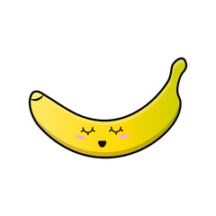 Happy cute banana. Vector illustration. White background.