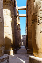 Columns in the great hypostyle hall of the Karnak temple