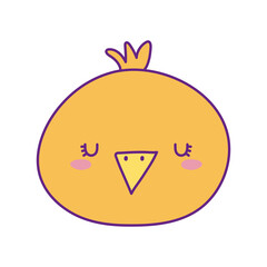 Cute chicken face cartoon line and fill style icon design, Animal zoo life nature and character theme Vector illustration