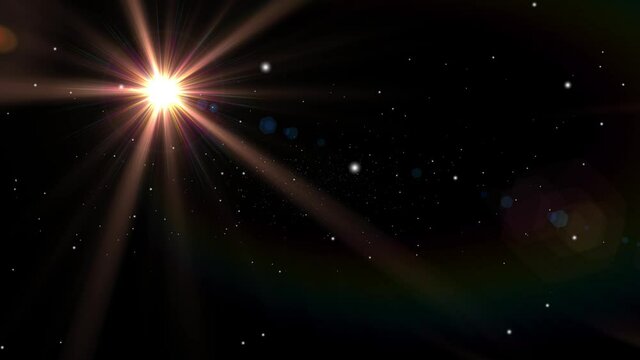 Horizontal Moving Optical Lens Flare Effect on space