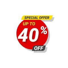 Discount. special offer up to 40% off Label Vector Template Design Illustration