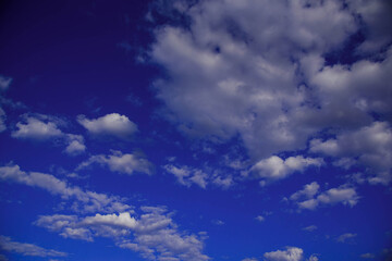 Blue sky. White clouds. Air