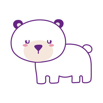 Cute polar bear cartoon line and fill style icon design, Animal zoo life nature and character theme Vector illustration